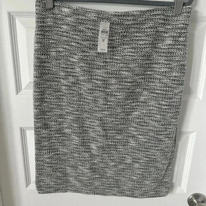 New Ann Taylor Sz 12 Skirt Black White Tweed Straight Pencil Lined